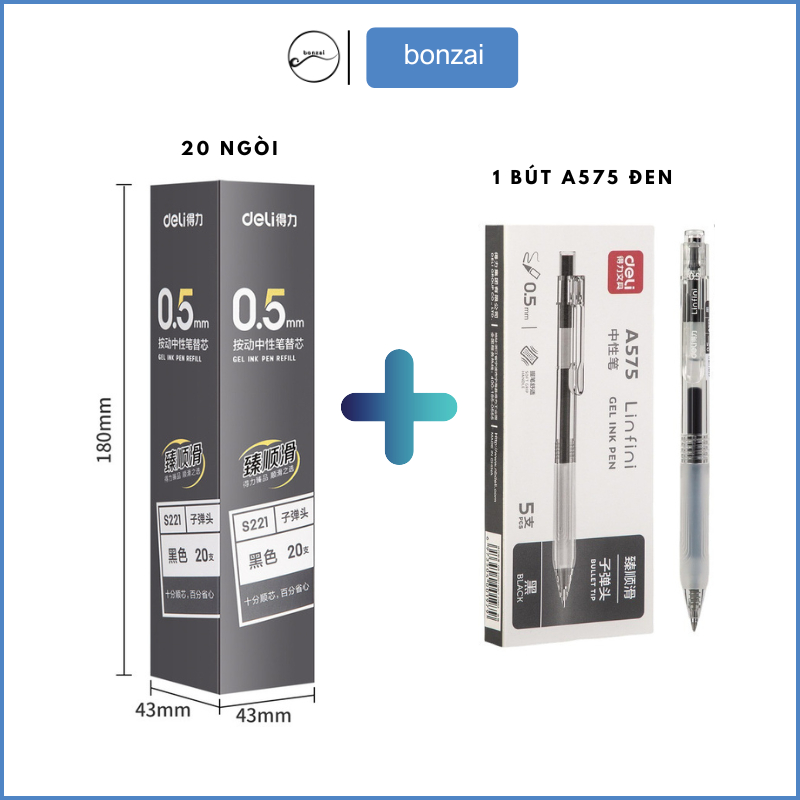 COMBO 20 Ngòi Deli Tặng Ngay 1 Bút A575 Đen (Hàng Chính Hãng) | Shopee ...