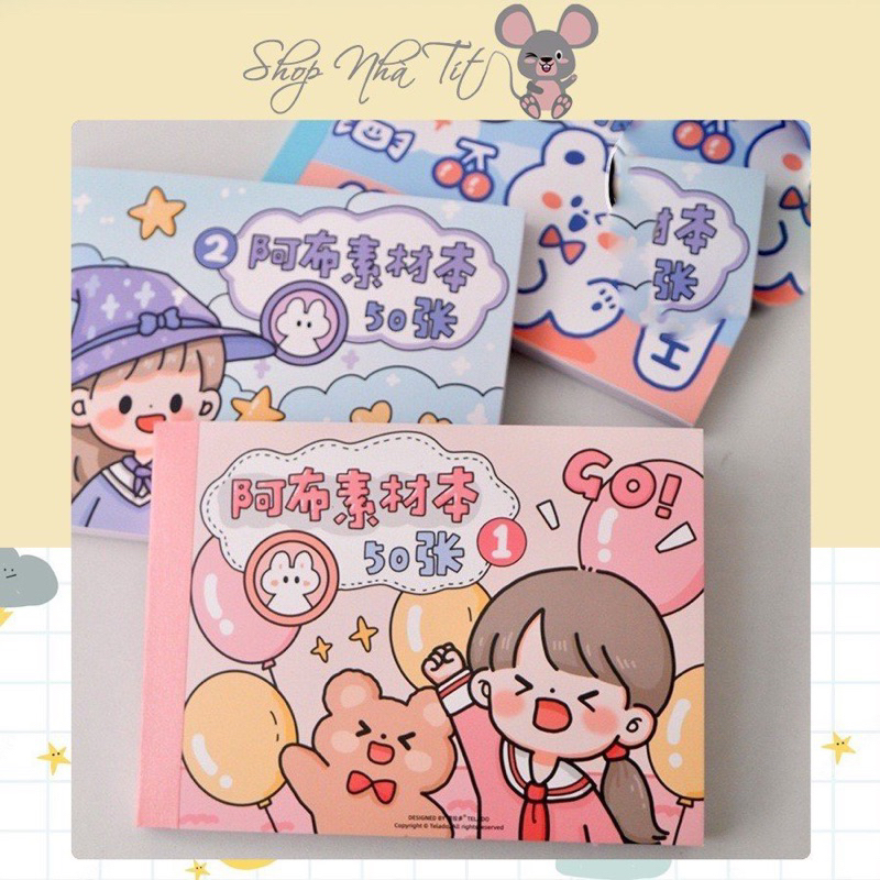 ????Set 50 tờ sticker nhãn dán trang trí sổ lưu niệm bìa sách ...