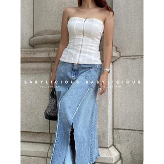 [ HÌNH THẬT ] M117-118 Corset tôn dáng+ Chân váy Jean Vintage