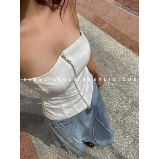[ HÌNH THẬT ] M117-118 Corset tôn dáng+ Chân váy Jean Vintage