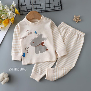 Quần áo trẻ em, Đồ bộ mặc nhà bé gái bé trai , cotton len mềm đẹp co giãn thoải mái cho bé 7-22kg S884 | Tiểu Yến KID
