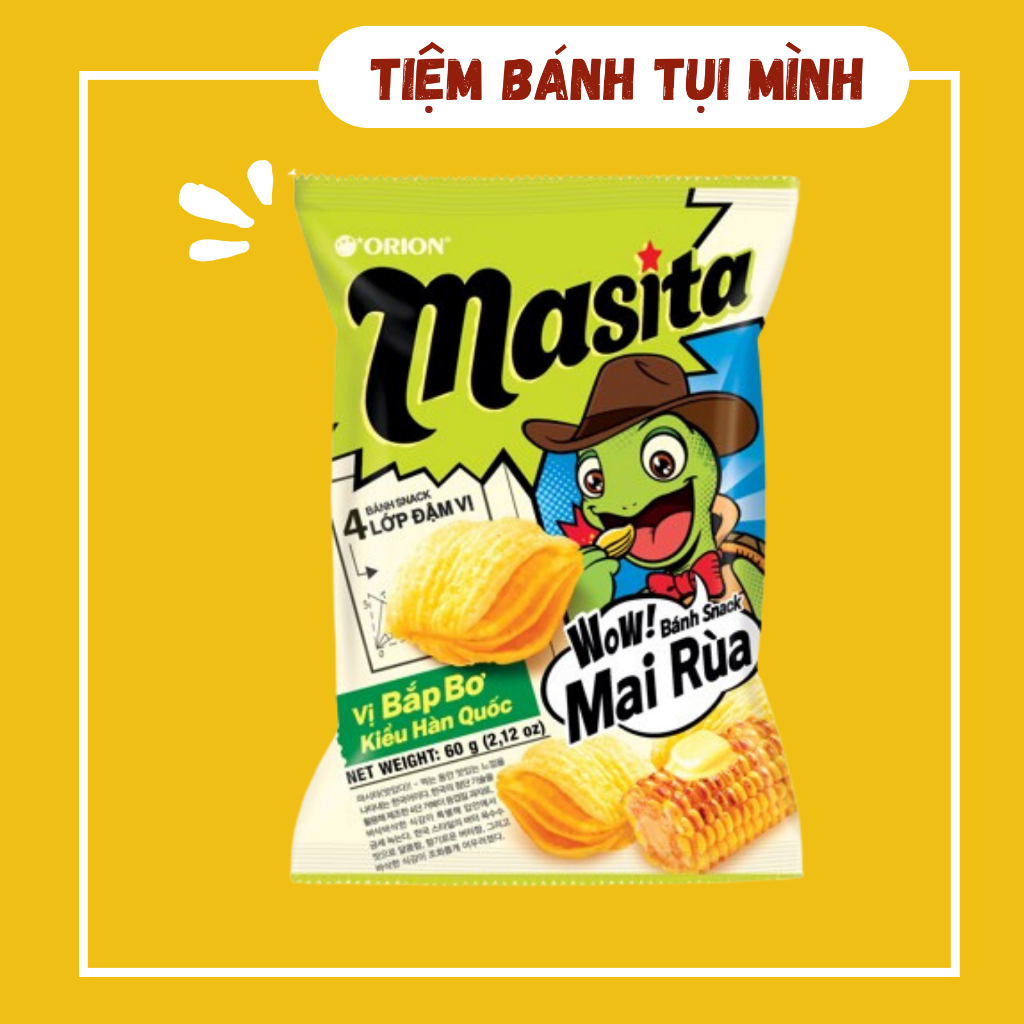 Bánh snack mai rùa vị bắp bơ Hàn Quốc Orion [60gram], đồ ăn vặt ...