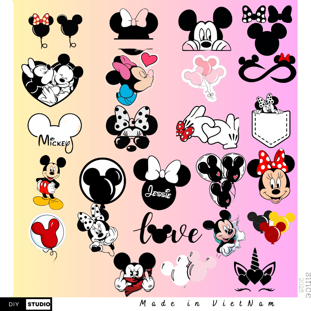 100 Miếng Dán Chuột Mickey Disney Vui Nhộn Cho Mũ Bảo Hiểm / Ô Tô / Động Cơ / Laptop / Điện Thoại / Đàn Guitar