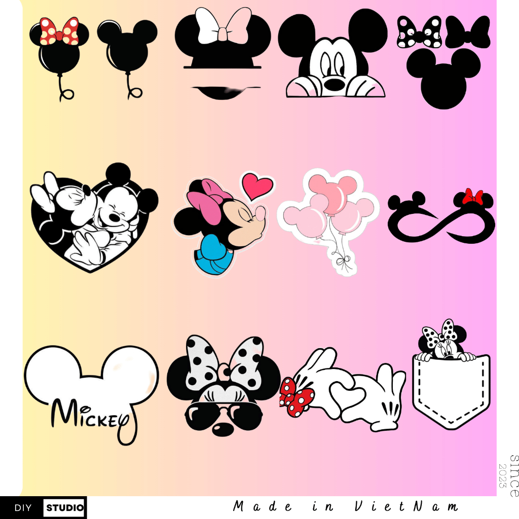 100 Miếng Dán Chuột Mickey Disney Vui Nhộn Cho Mũ Bảo Hiểm / Ô Tô / Động Cơ / Laptop / Điện Thoại / Đàn Guitar