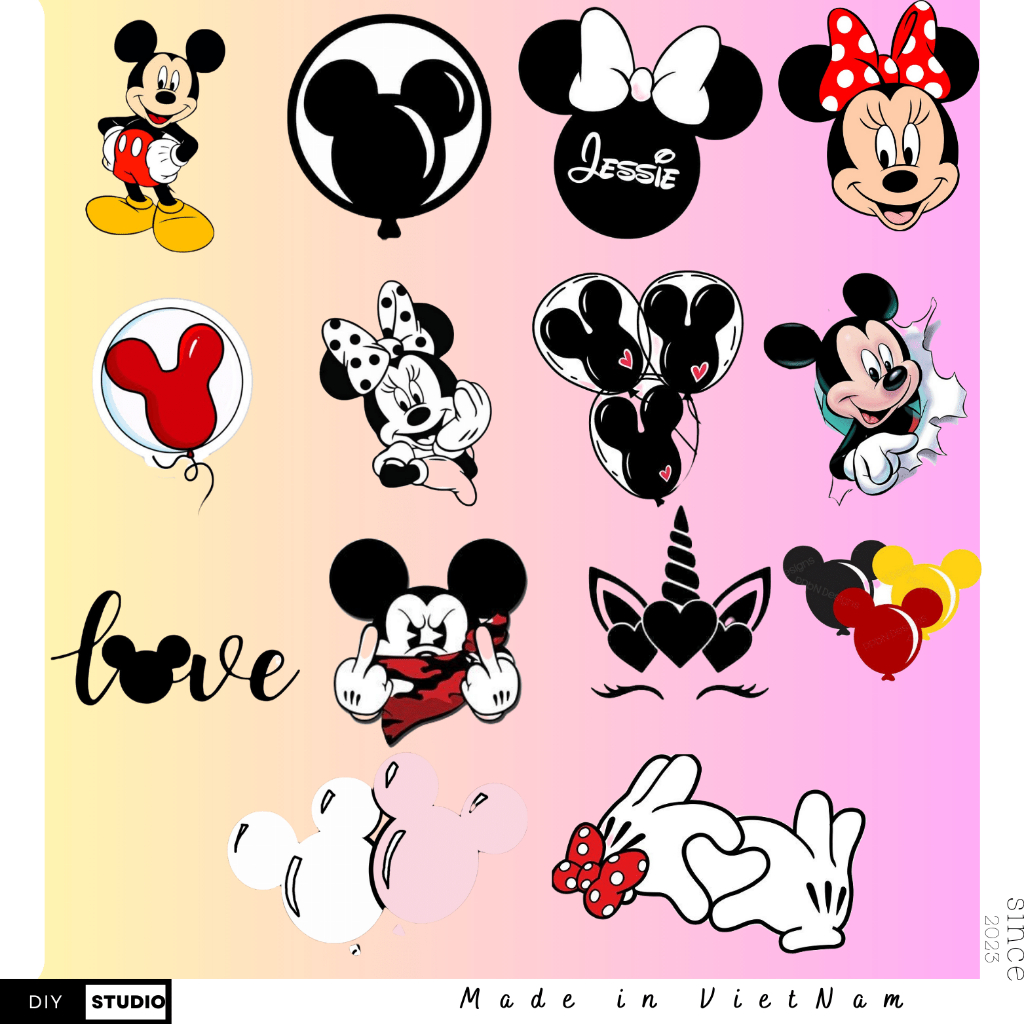 100 Miếng Dán Chuột Mickey Disney Vui Nhộn Cho Mũ Bảo Hiểm / Ô Tô / Động Cơ / Laptop / Điện Thoại / Đàn Guitar