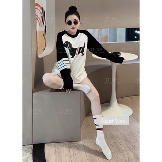 Áo Thun Dài Tay Thomb Họa Tiết Chó Dáng Rộng Giấu Quần Freesize
