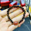 Vòng trầm hương sánh chìm hạt 6 ly mix Lu thống và điếu móc tóc đỏ, nữ, xinh đẹp.
