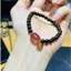 Vòng trầm hương sánh chìm hạt 6 ly mix Lu thống và điếu móc tóc đỏ, nữ, xinh đẹp.