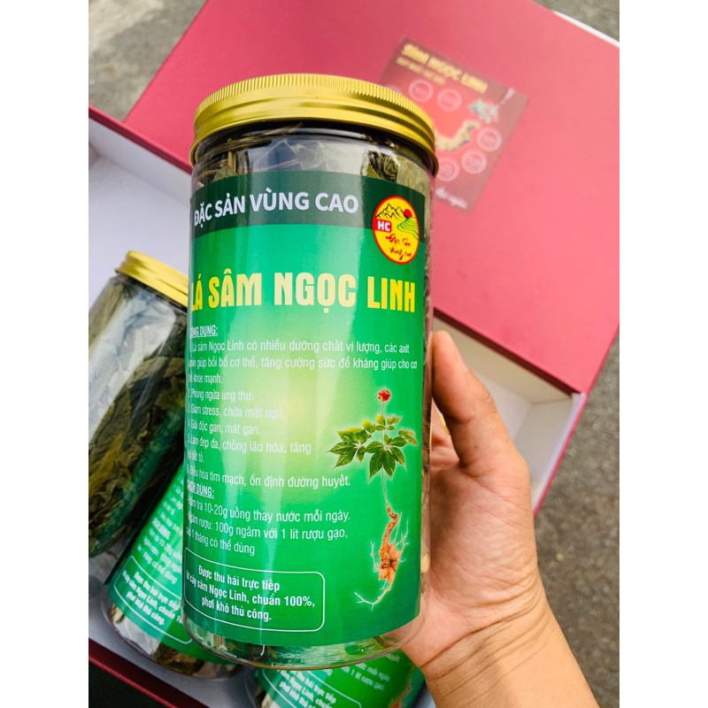 Lá sâm khô(Sâm ngọc linh) sấy thắng hoa giữ nguyên được màu xanh(100gr)