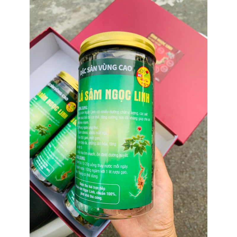 Lá sâm khô(Sâm ngọc linh) sấy thắng hoa giữ nguyên được màu xanh(100gr)