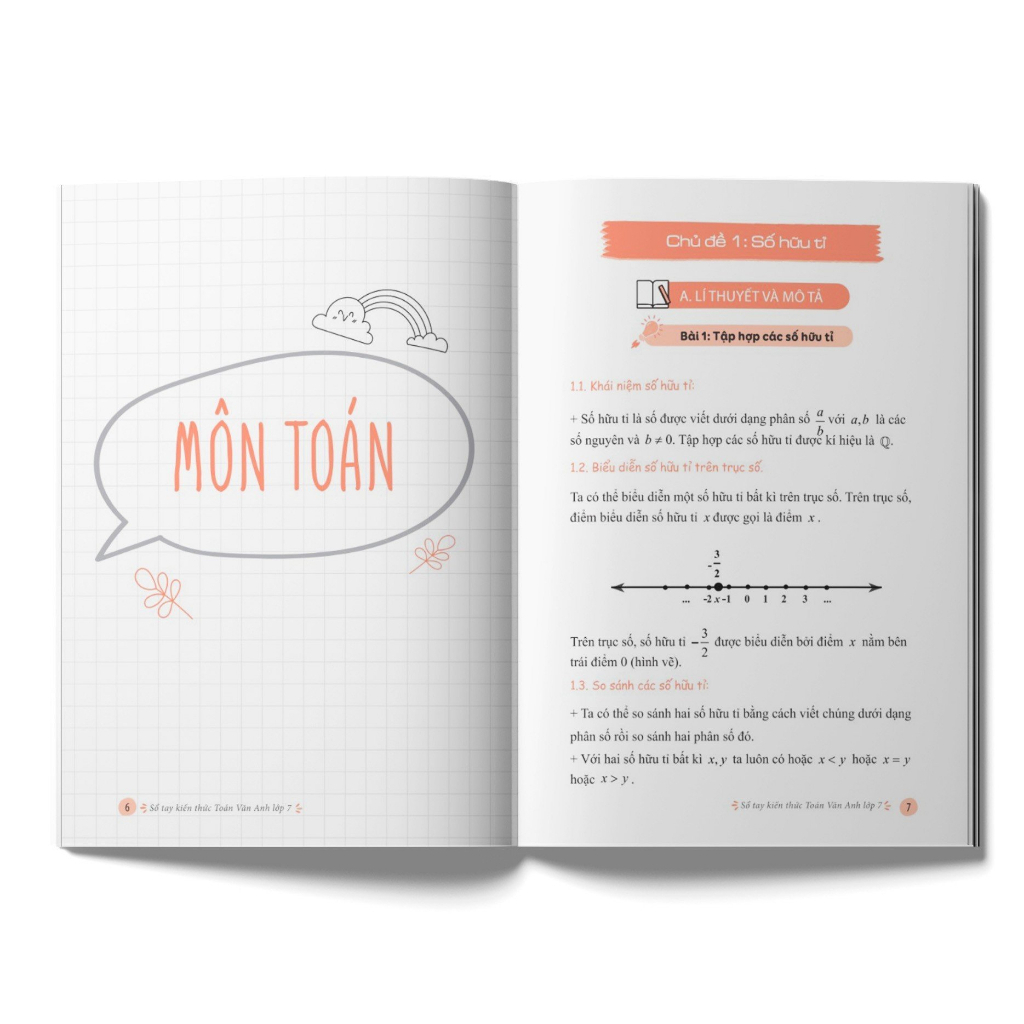 Sách Sổ tay kiến thức Toán – Văn – Anh Lớp 7