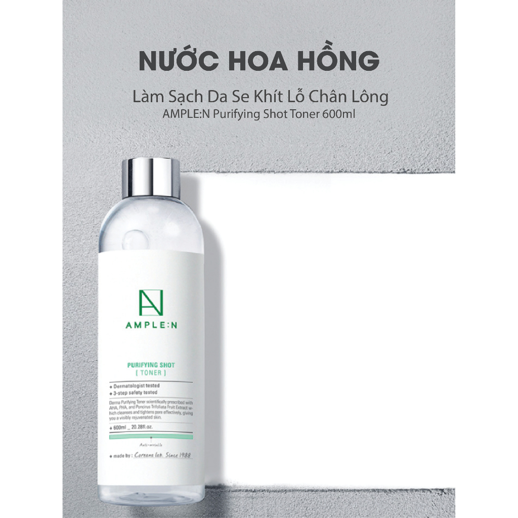 Ảnh Nước Hoa Hồng Làm Sạch Da Se Khít Lỗ Chân Lông AMPLE:N Purifying Shot Toner 600ml 2