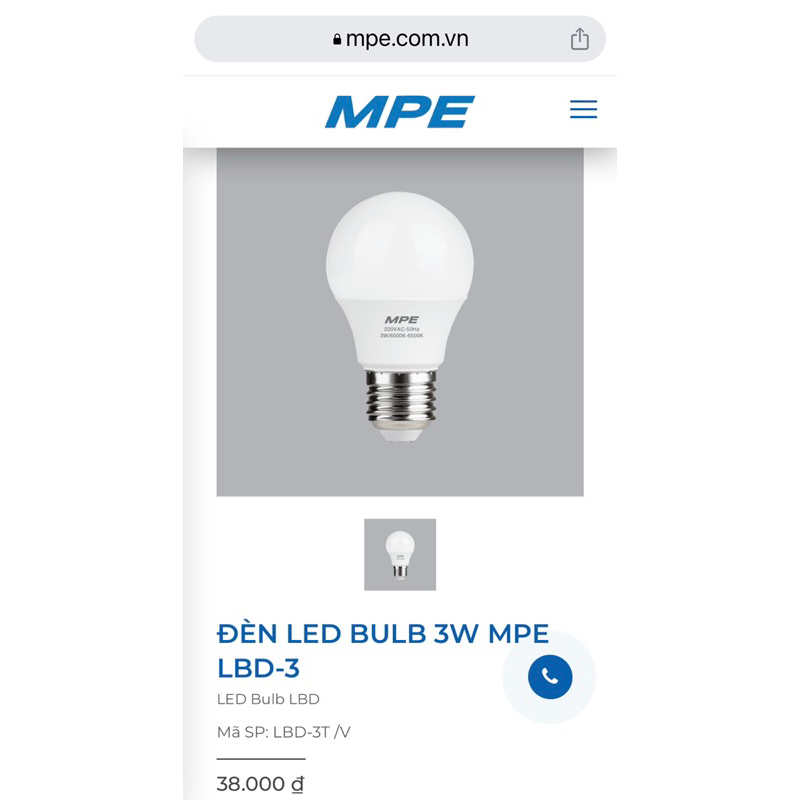 [MPE_Hàng Việt Nam] Bóng Đèn Led Bulb Tròn MPE 3W Ánh Sáng Trắng/Vàng