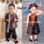 Bộ quần áo đôi cho các bé (6-23kg) - Bé trai sét áo Nâu quần Đen + Bé gái sét Yếm Nâu chân Váy Đen