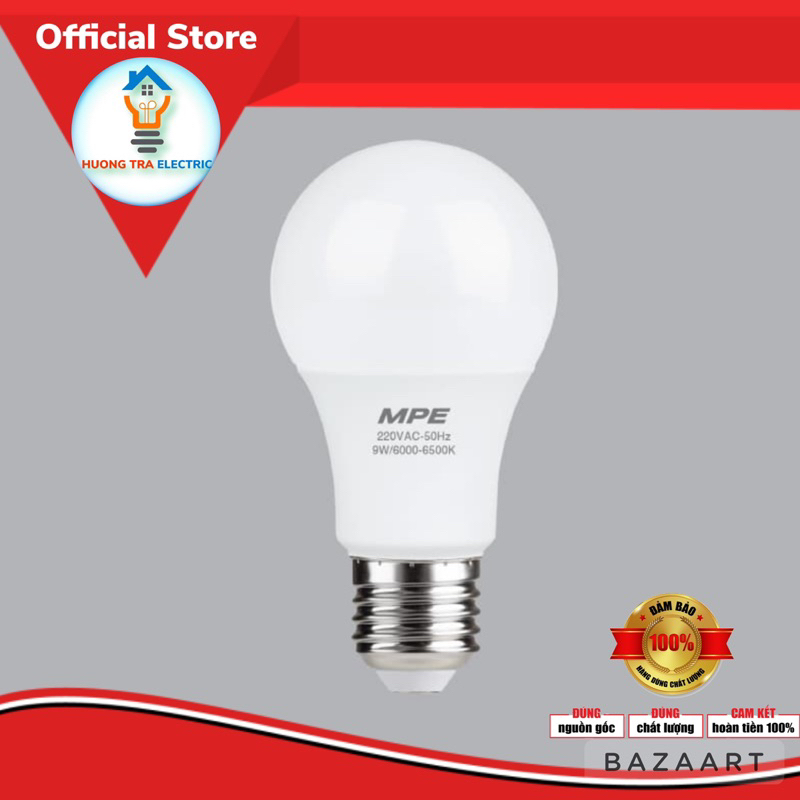 [MPE_Hàng Việt Nam] Bóng Đèn Led Bulb Tròn MPE 9W Ánh Sáng Trắng/Vàng