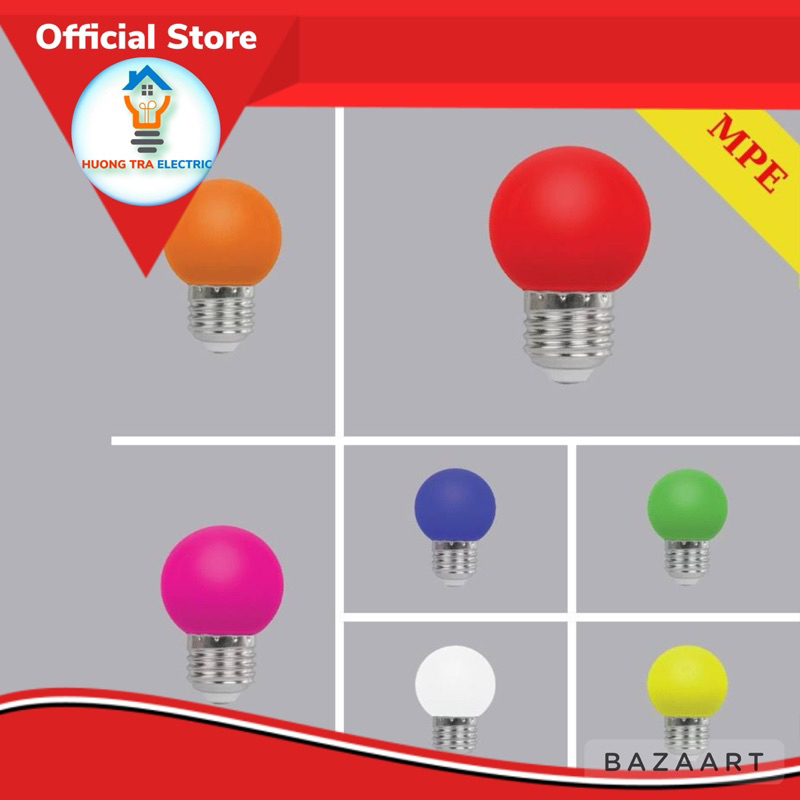 [MPE_Hàng Việt Nam] Bóng Đèn Led Bulb Tròn MPE 1,5W Ánh Sáng Nhiều Màu