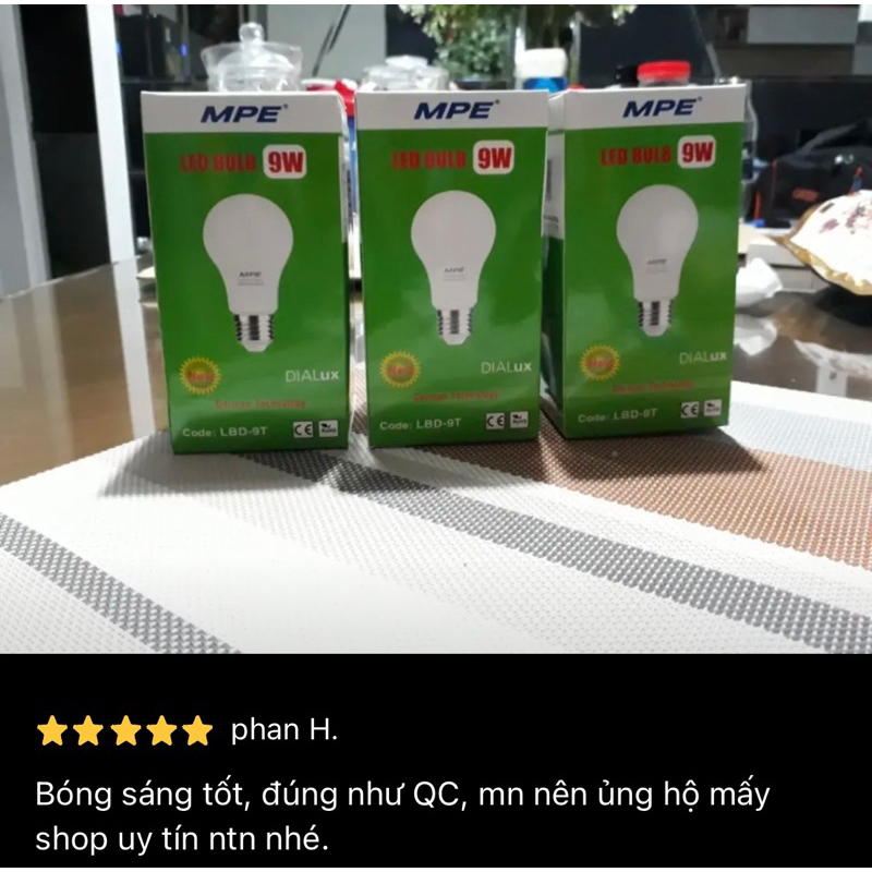 [MPE_Hàng Việt Nam] Bóng Đèn Led Bulb Tròn MPE 9W Ánh Sáng Trắng/Vàng