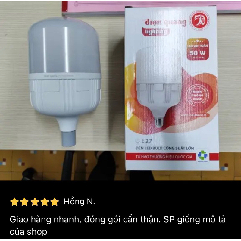 [ĐIỆN QUANG_Hàng Việt Nam] Bóng Đèn Led Bulb Trụ Điện Quang 50W Ánh Sáng Trắng