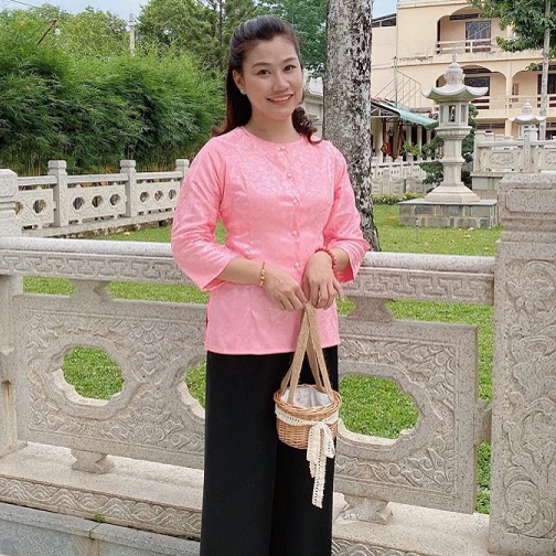 ÁO BÀ BA GÁM CỔ TRÒN QUẦN VÀ ÁO BÁN RIÊNG H9 Trang phục truyền thống áo bà ba gấm tơ tằm cao cấp