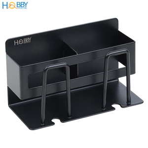 Kệ đựng bàn chải kem đánh răng 2 ngăn màu đen dán tường Hobby home decor CD3B