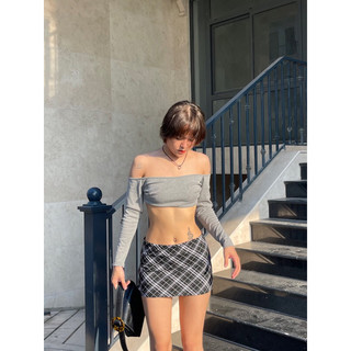 (Về màu mới) Chân váy chữ A caro ngắn lưng thấp y2k mini skirt có lót quần