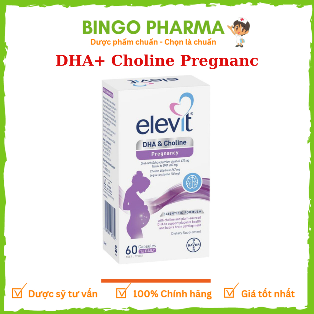 Elevit DHA + Choline Pregnancy 60 Capsules Viên uống bổ sung DHA cho