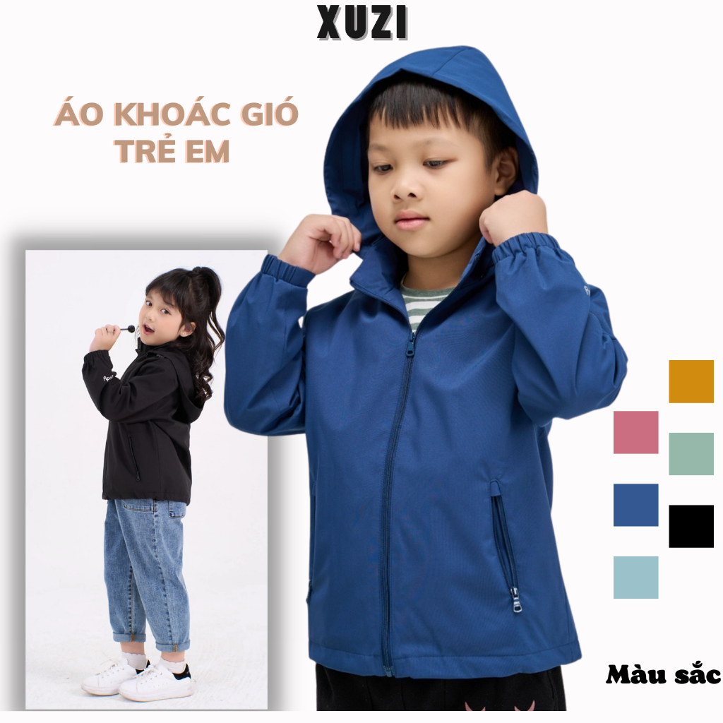 Áo khoác gió cho bé trai gái áo khoác gió dù đẹp vải tráng bạc chống nước giữ ấm cơ thể tiết bé thời thu đông nhà XUZI.