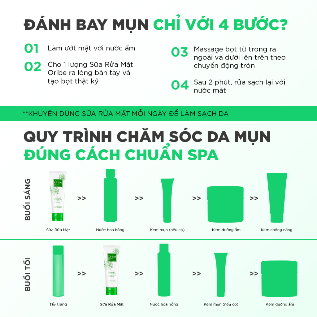 Sữa Rửa Mặt Oribe Dưỡng Ẩm Dịu Nhẹ Cho Da Mụn Dưỡng Trắng Da Thu Nhỏ Lỗ Chân Lông Kiềm Dầu Và Làm Sạch Da - 50g
