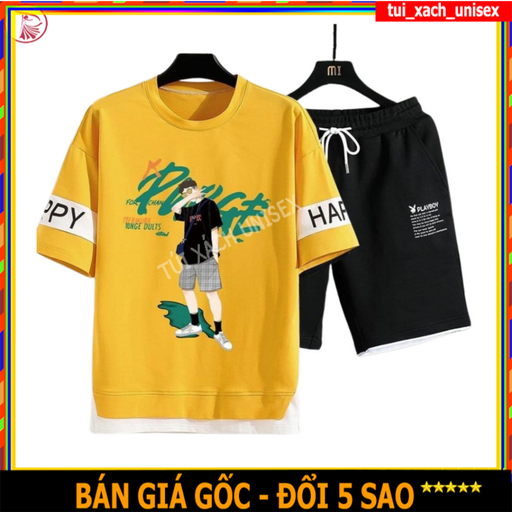 Đồ bộ thun nam 🚚 FREESHIP 🚚 Nguyên sét quần áo thể thao nam mẫu in hình tràng trai happy mẫu mới L1
