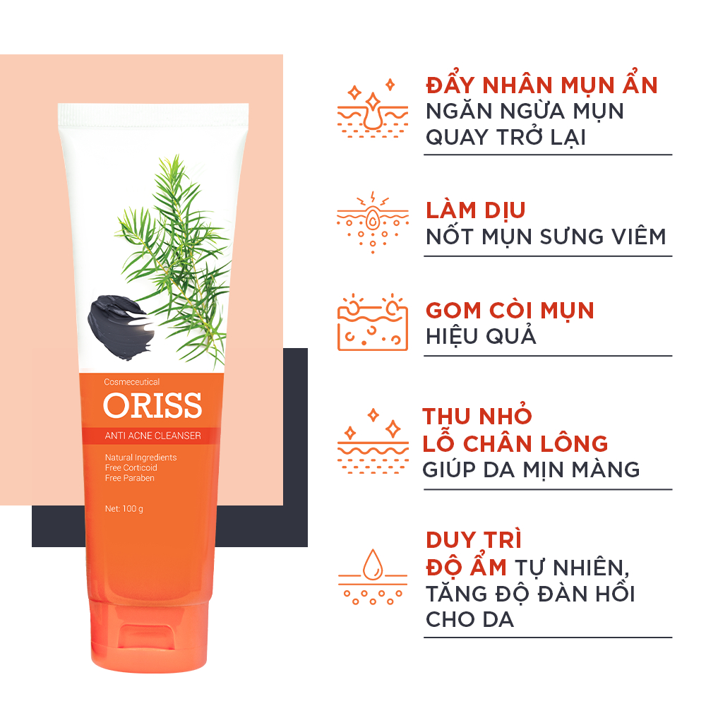 Ảnh Sữa rửa mặt ngừa mụn Oriss dưỡng ẩm tẩy tế bào chết thu nhỏ lỗ chân lông 100g 4