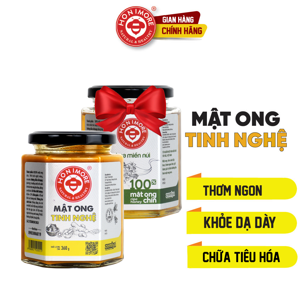 Ảnh Mật ong rừng tinh bột nghệ Honimore 360g và Mật ong nguyên chất 360g - tốt cho dạ dày, đẹp da 1