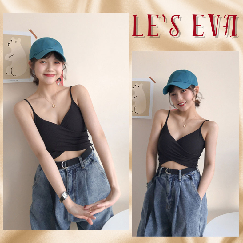 Áo Bra Thun tăm Croptop bắt chéo ngực siêu xinh có mút tạo form ngực co giãn mềm mịn CT04 - LESEVA STORE