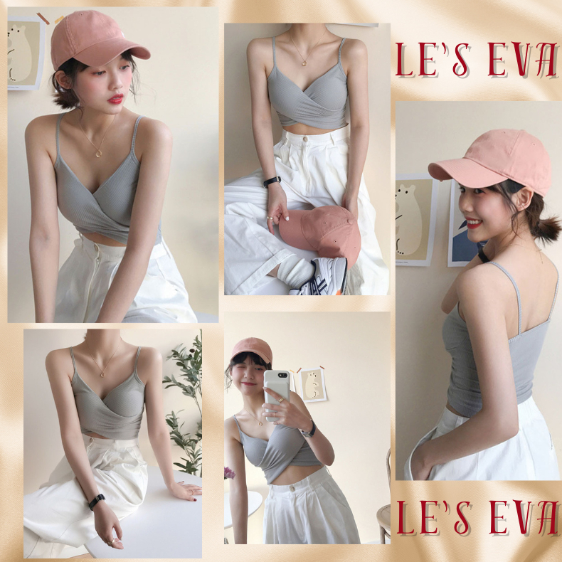 Áo Bra Thun tăm Croptop bắt chéo ngực siêu xinh có mút tạo form ngực co giãn mềm mịn CT04 - LESEVA STORE