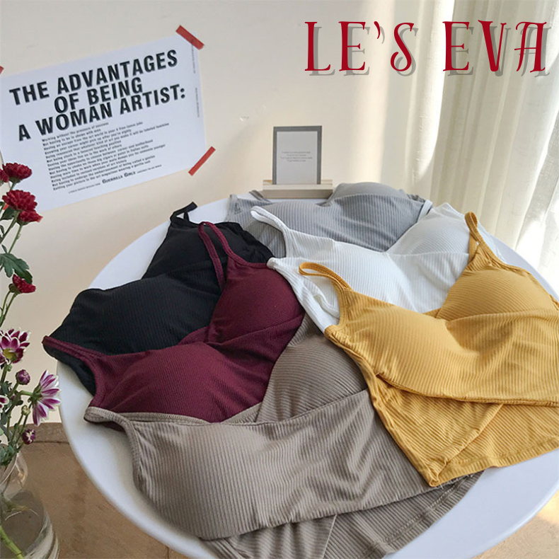Áo Bra Thun tăm Croptop bắt chéo ngực siêu xinh có mút tạo form ngực co giãn mềm mịn CT04 - LESEVA STORE