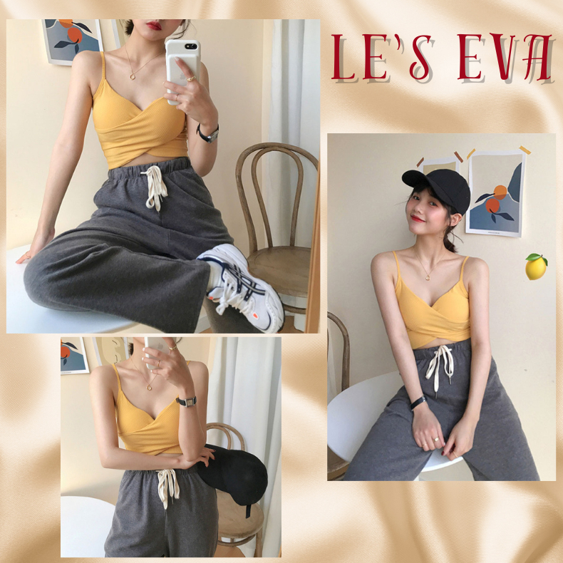 Áo Bra Thun tăm Croptop bắt chéo ngực siêu xinh có mút tạo form ngực co giãn mềm mịn CT04 - LESEVA STORE