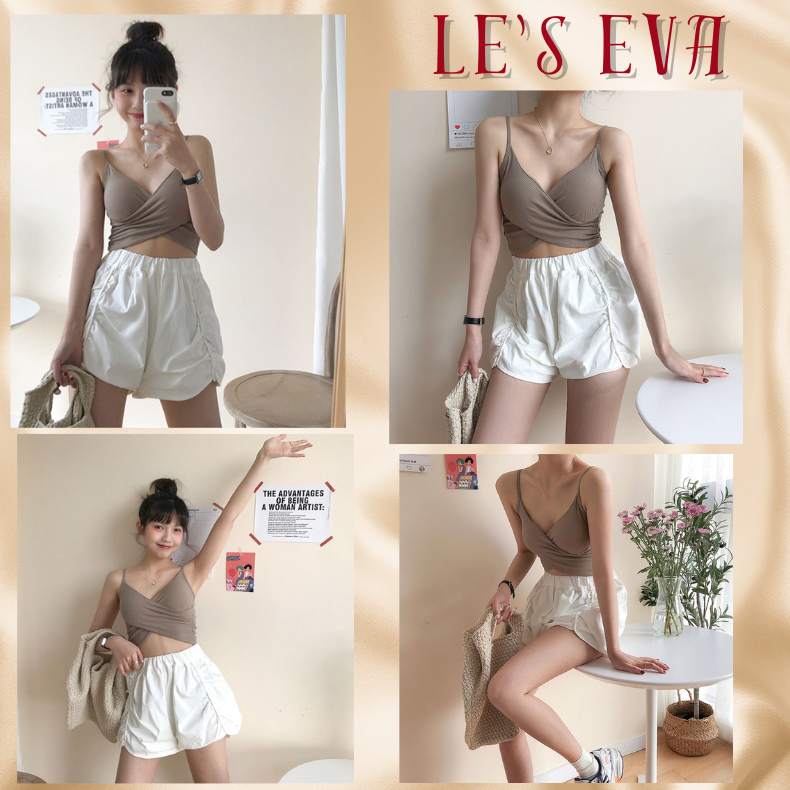 Áo Bra Thun tăm Croptop bắt chéo ngực siêu xinh có mút tạo form ngực co giãn mềm mịn CT04 - LESEVA STORE