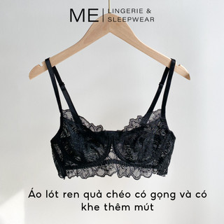 Áo lót ren đen có gọng không mút quả chéo ôm ngực gợi cảm cao cấp thiết kế độc quyền ME ME LINGERIE