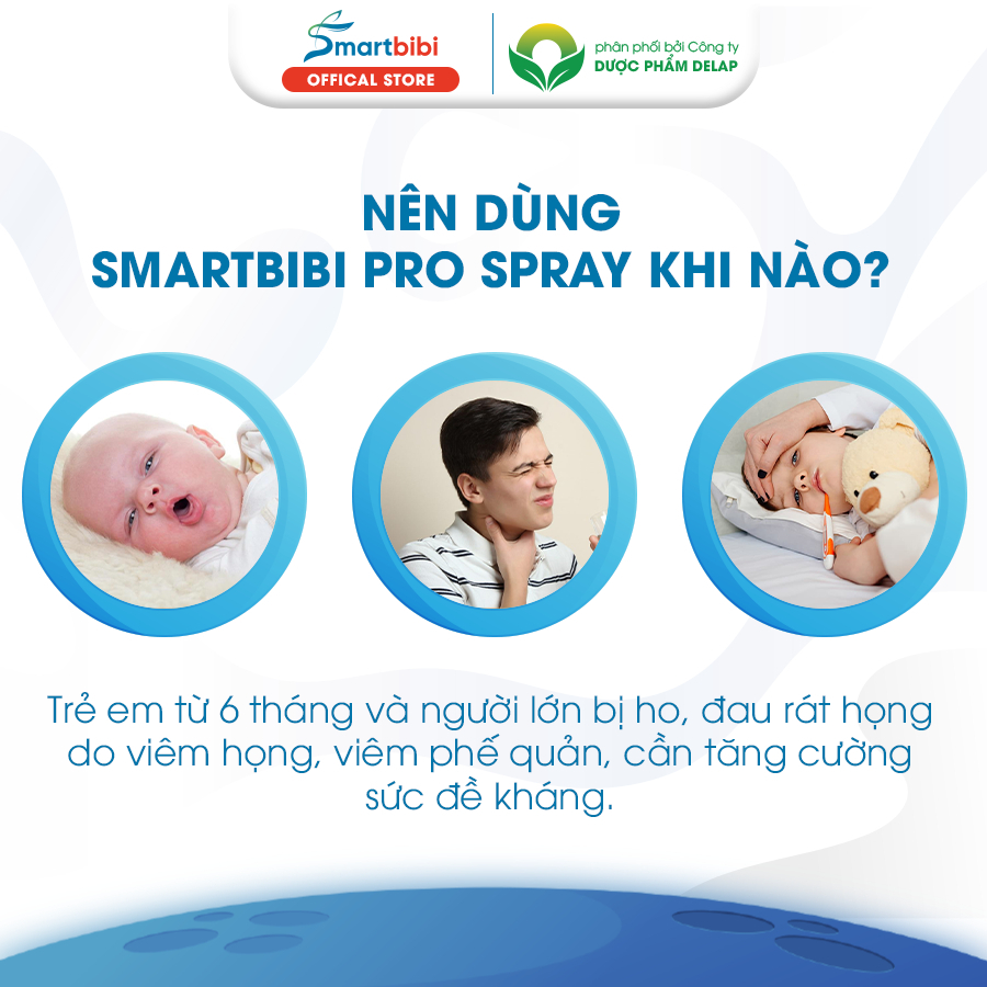 Xịt họng Smartbibi Pro Spray tăng cường sức khỏe đường hô hấp trên,hỗ trợ làm dịu họng