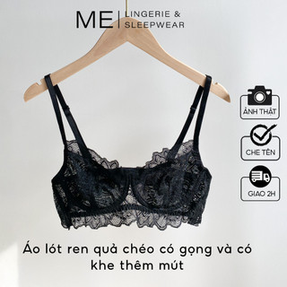 Áo lót ren đen có gọng không mút quả chéo ôm ngực gợi cảm cao cấp thiết kế độc quyền ME ME LINGERIE