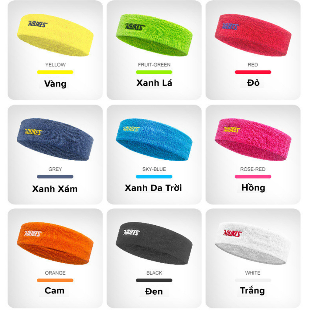 Ảnh Băng Đô Đeo Trán Ngăn Mồ Hôi Bản To Siêu Thấm Hút Cotton Dày Dặn Thoáng Khí Sweatband AL2108 Chạy Bộ Gym Hãng Aolikes 4