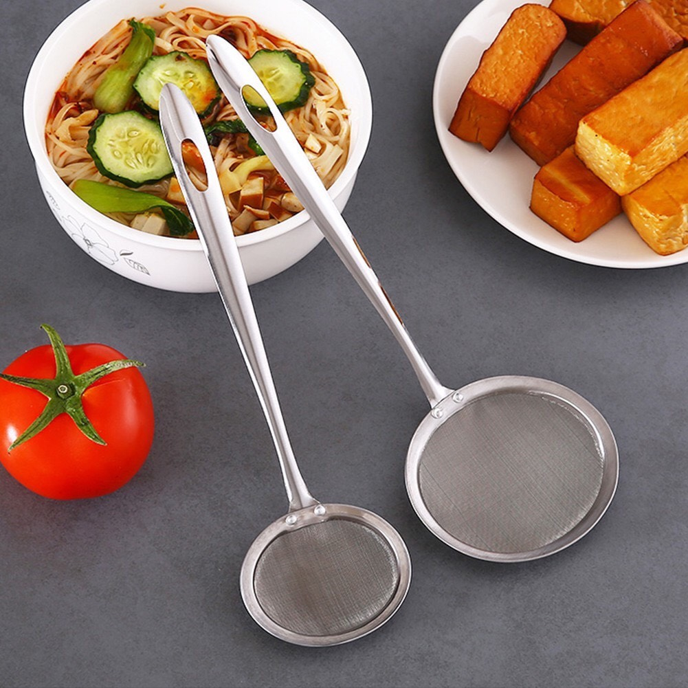 Vợt - Vá vớt bọt lưới inox -  lọc dầu -  rây bột mịn  bằng thép không gỉ ( 3 size)