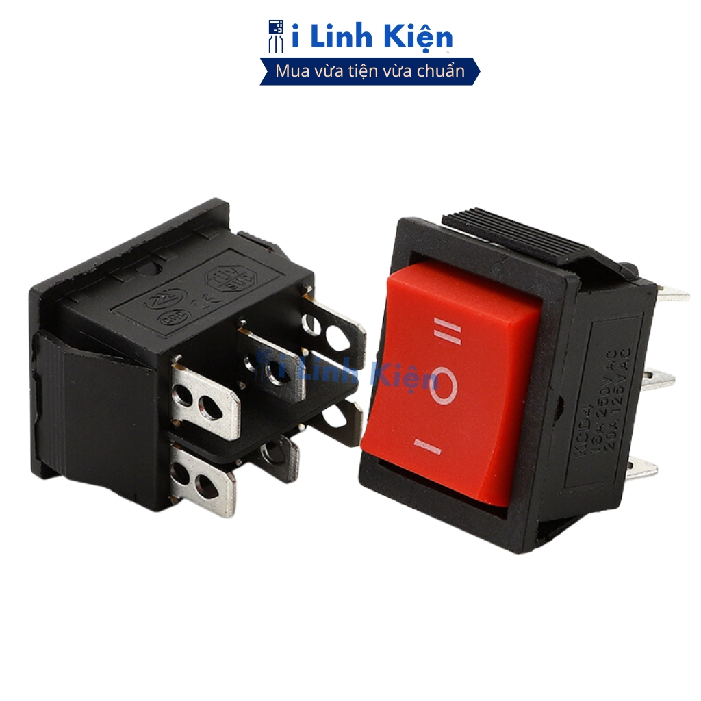 Công tắc bập bênh 6 chân KCD4 15A/250V 3 chế độ 25x31mm chất lượng cao ilinhkien.