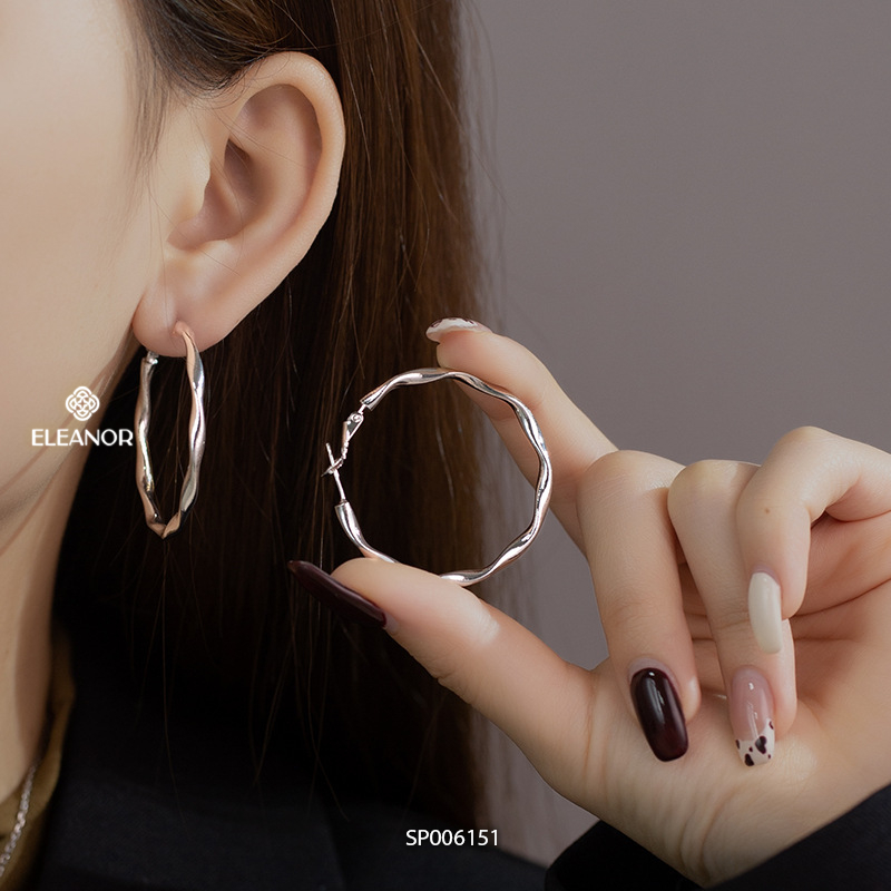 Bông tai nữ chuôi bạc 925 Eleanor Accessories tròn xoắn basic phụ kiện trang sức khuyên tai 6151