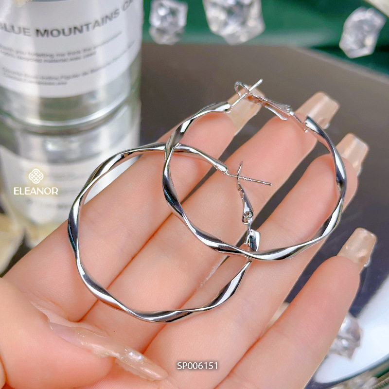 Bông tai nữ chuôi bạc 925 Eleanor Accessories tròn xoắn basic phụ kiện trang sức khuyên tai 6151