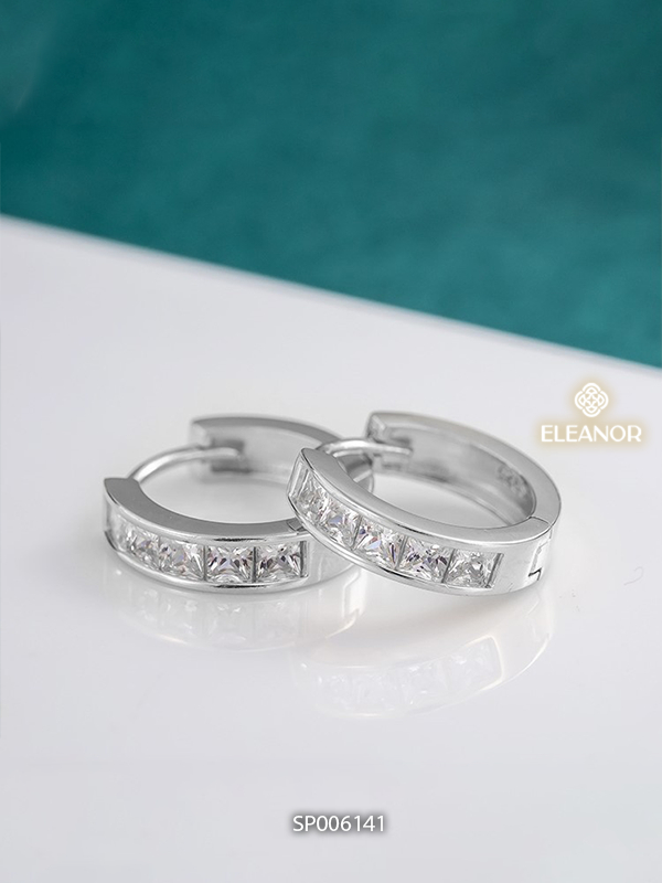 Ảnh Khuyên tai nữ chuôi bạc 925 Eleanor Accessories dáng tròn bông tai đính đá phụ kiện trang sức 6141 2