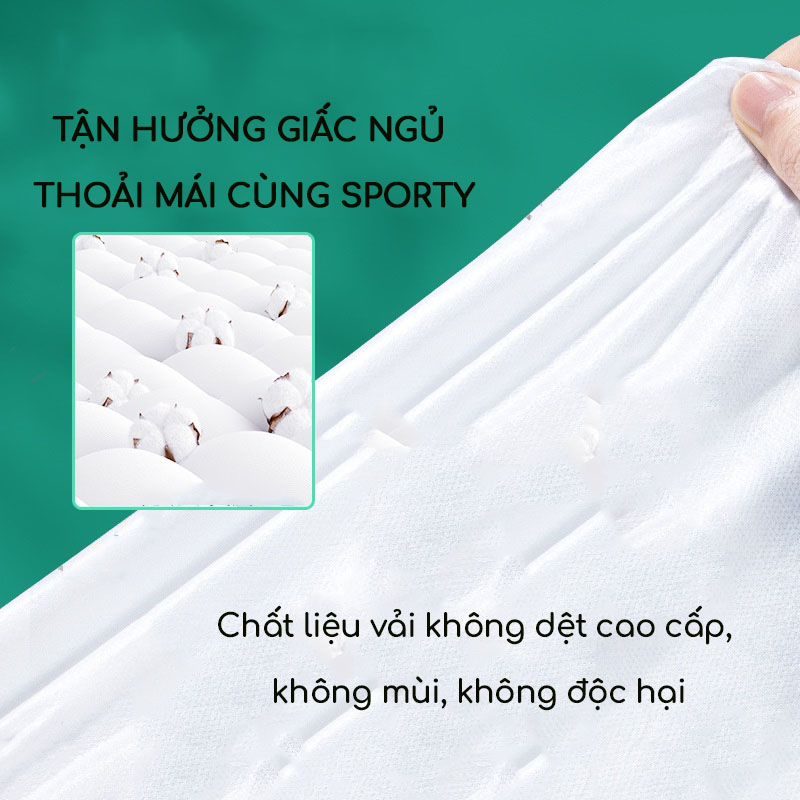Bộ chăn ga vỏ gối du lịch dùng 1 lần SPORTY vải không dệt mềm mại, không mùi, không màu