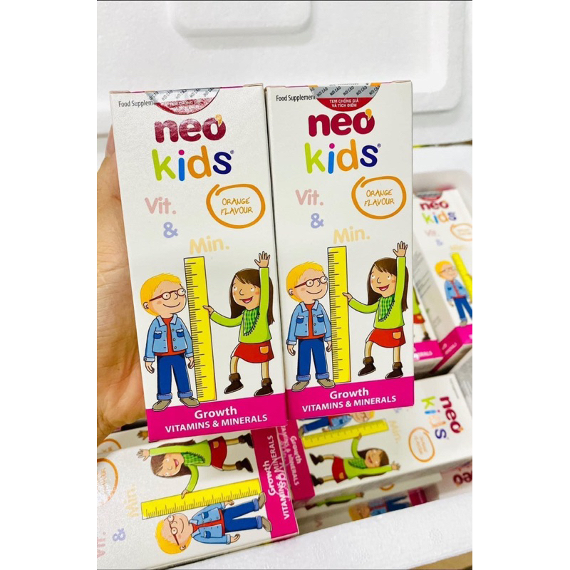 Combo 2 hộp Neo kids growth bổ sung vitamin và khoáng chất cho trẻ chai 150ml