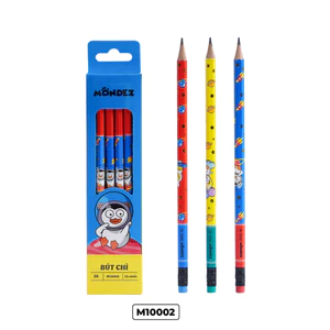 Hộp 12 Chiếc Bút Chì Gỗ Cao Cấp Có Tẩy MONDEZ Ngòi 2B, Nét Bút Mịn Chì Mềm, Dùng Cho Bé Tập Viết M10002