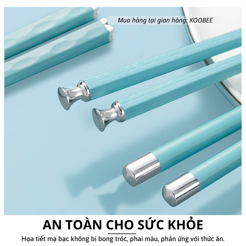 Bộ 5 Đôi Đũa Sợi Thủy Tinh Xanh Ngọc KOOBEE Cao Cấp – Chống Trơn, Không Mốc, Chịu Nhiệt, Dùng Cho Máy Rửa Bát (BA19)