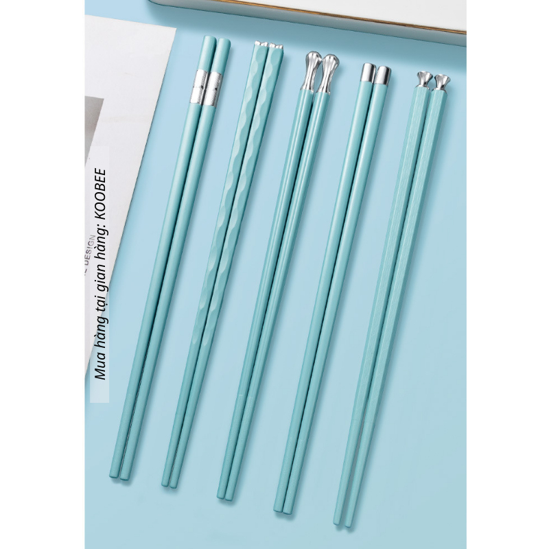 Bộ 5 Đôi Đũa Sợi Thủy Tinh Xanh Ngọc KOOBEE Cao Cấp – Chống Trơn, Không Mốc, Chịu Nhiệt, Dùng Cho Máy Rửa Bát (BA19)